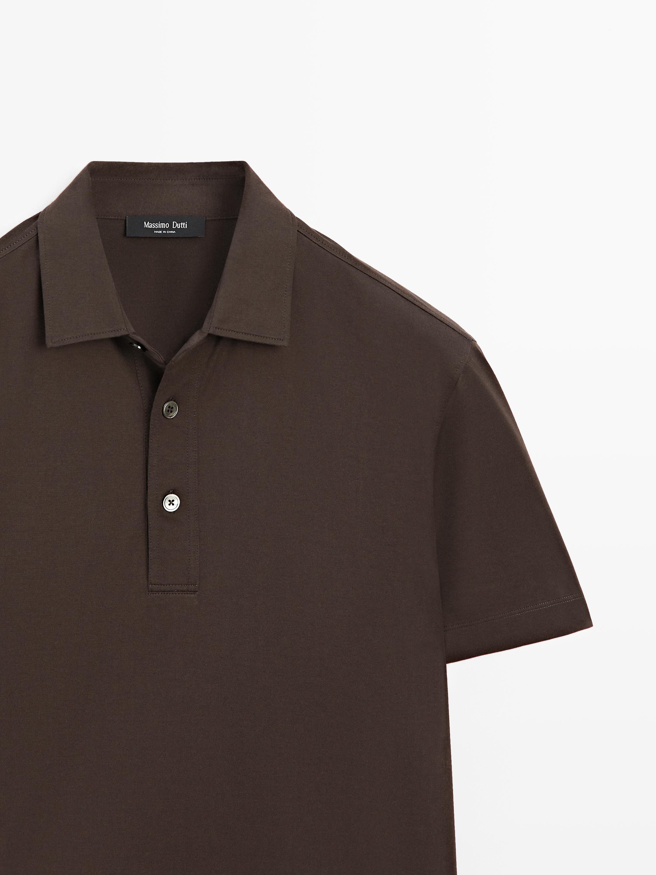 Cotton blend short sleeve polo shirt